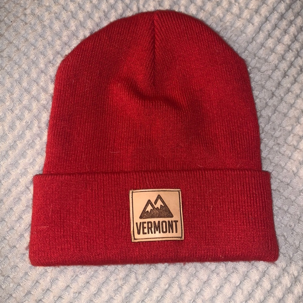 red Vermont beanie